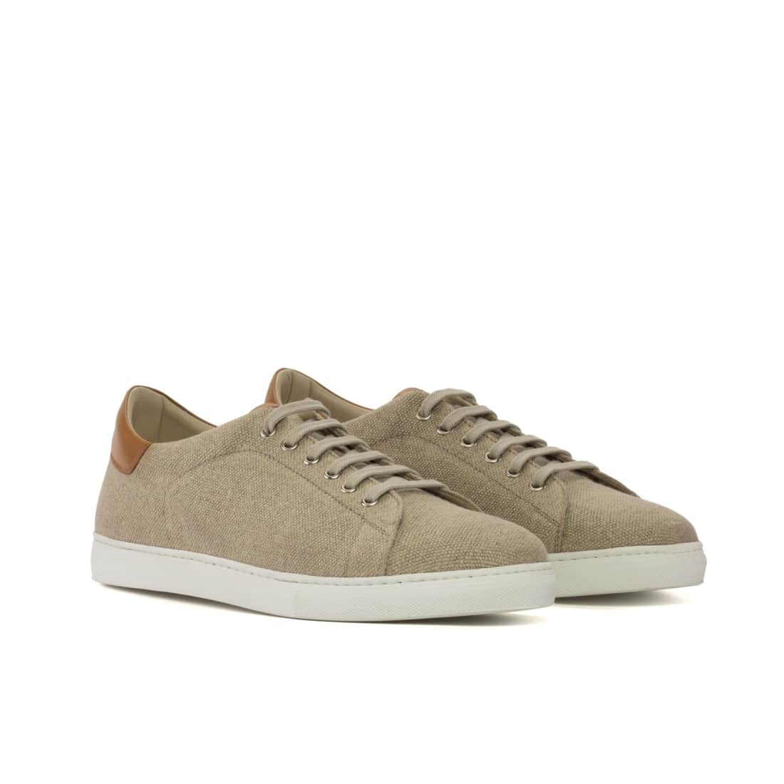 Sneakers Jersey en lin beige - Semelles Blanches