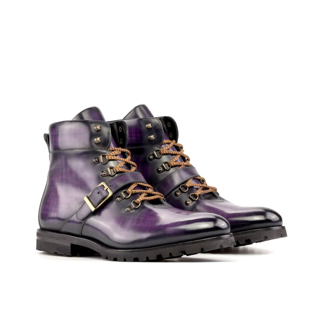 Hiking Boots en cuir patiné violet - Semelles Commando