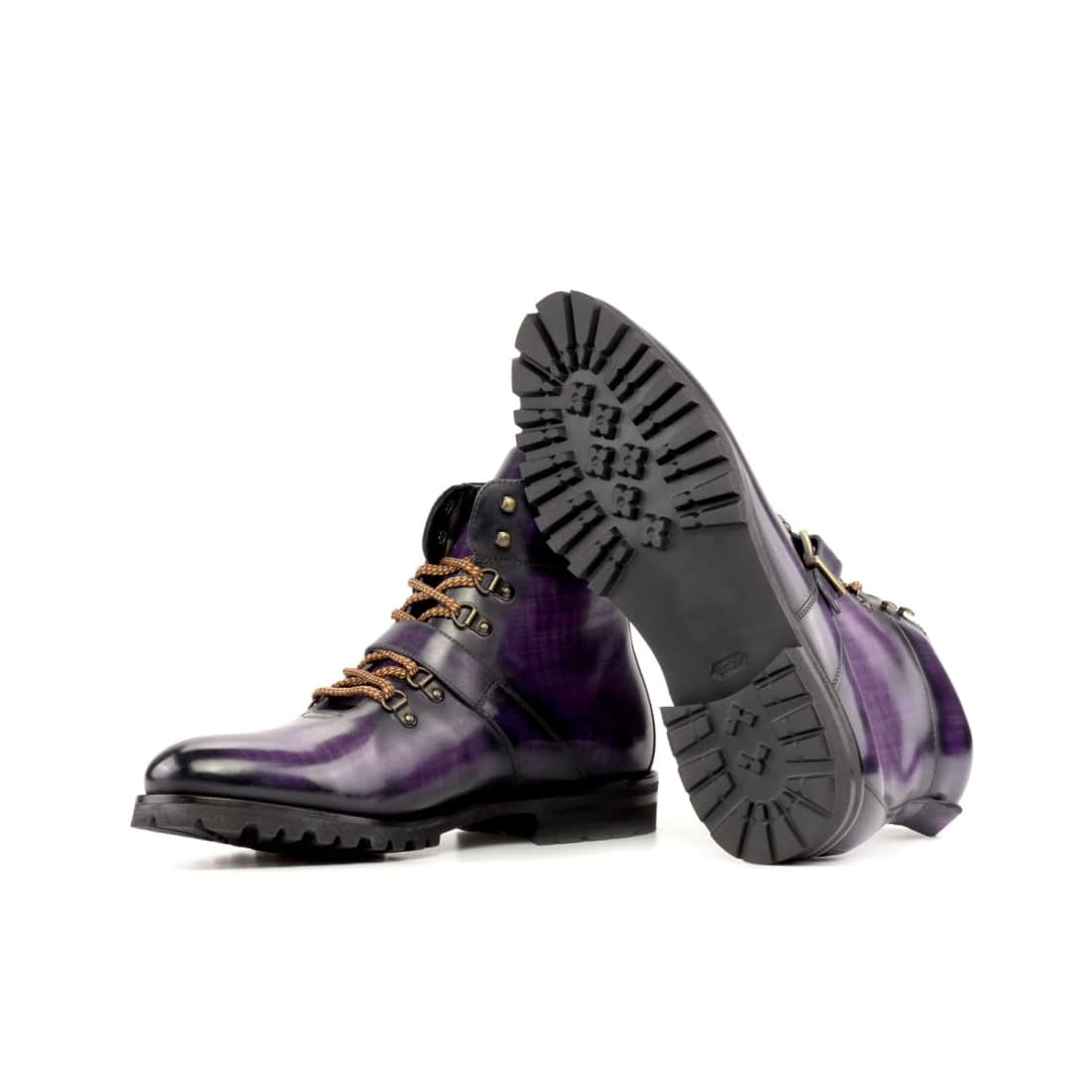 Hiking Boots en cuir patiné violet - Semelles Commando – vue 2