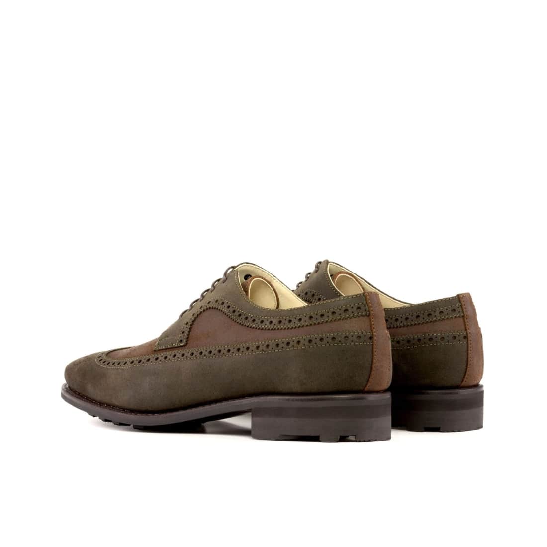 Derbie Brogue fleuri en daim gras vert et marron - Semelles Rocky Commando – vue 3