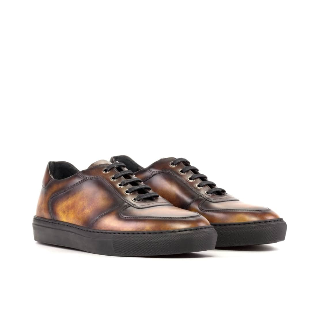 Sneakers Bumper en cuir patiné cognac - Semelles Noires