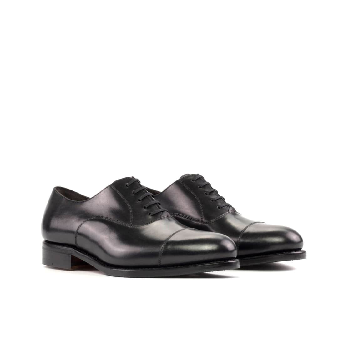 Richelieu bout droit en cuir noir (forme ronde) - Chaussures