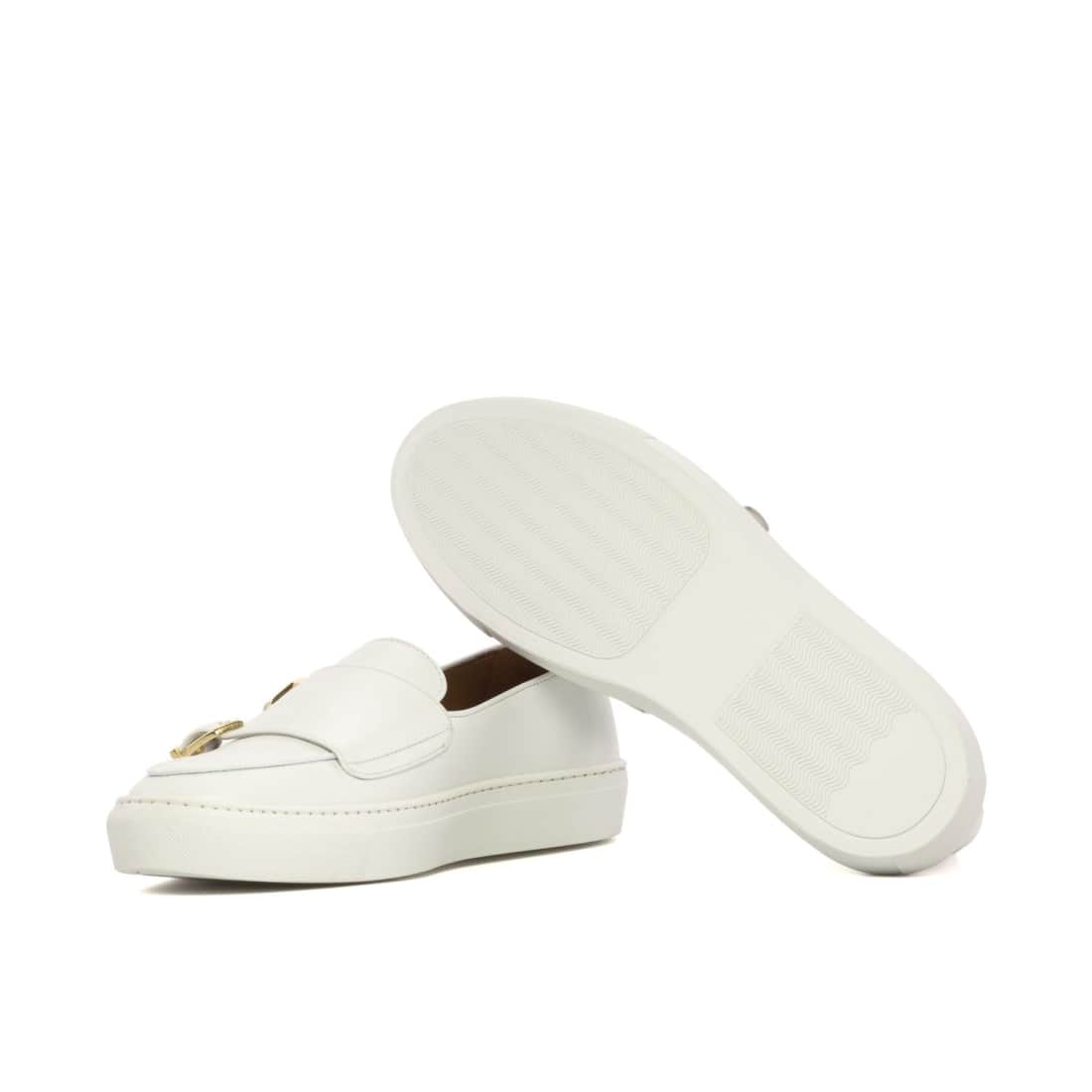 Sneaker Mocassin Double Boucle en cuir blanc - Chaussures