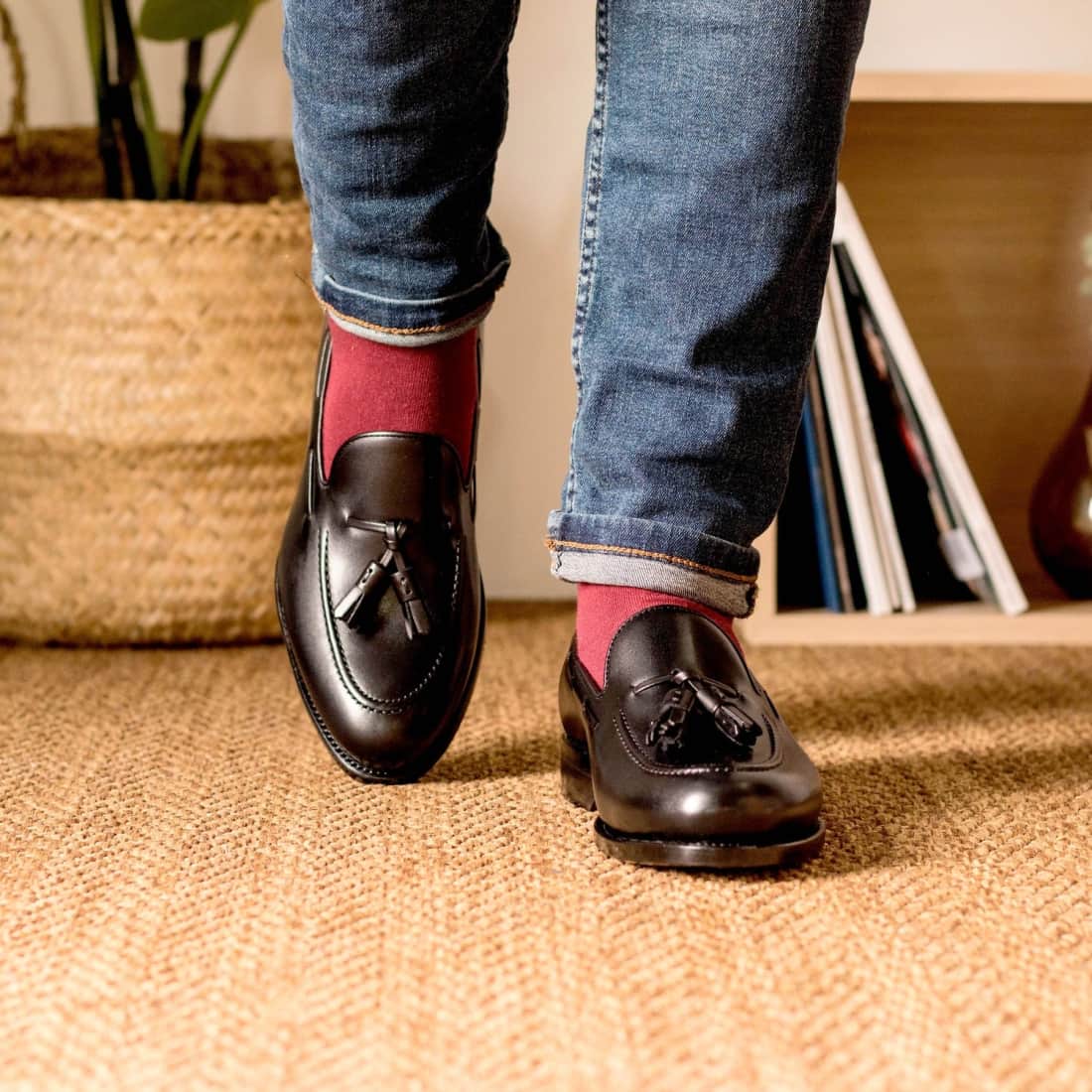 Mocassin à glands en cuir noir – vue 4