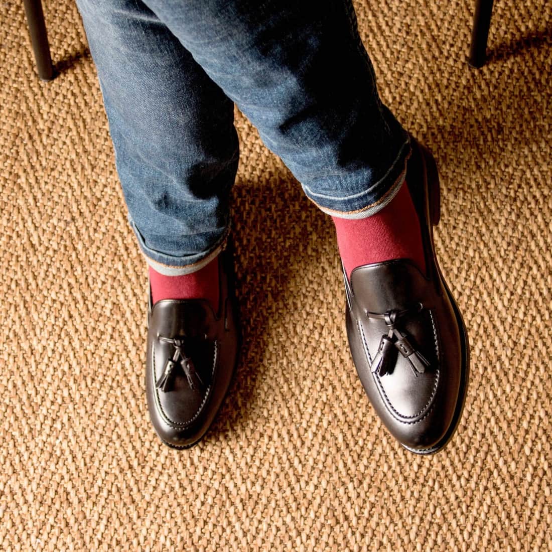 Mocassin à glands en cuir noir – vue 5
