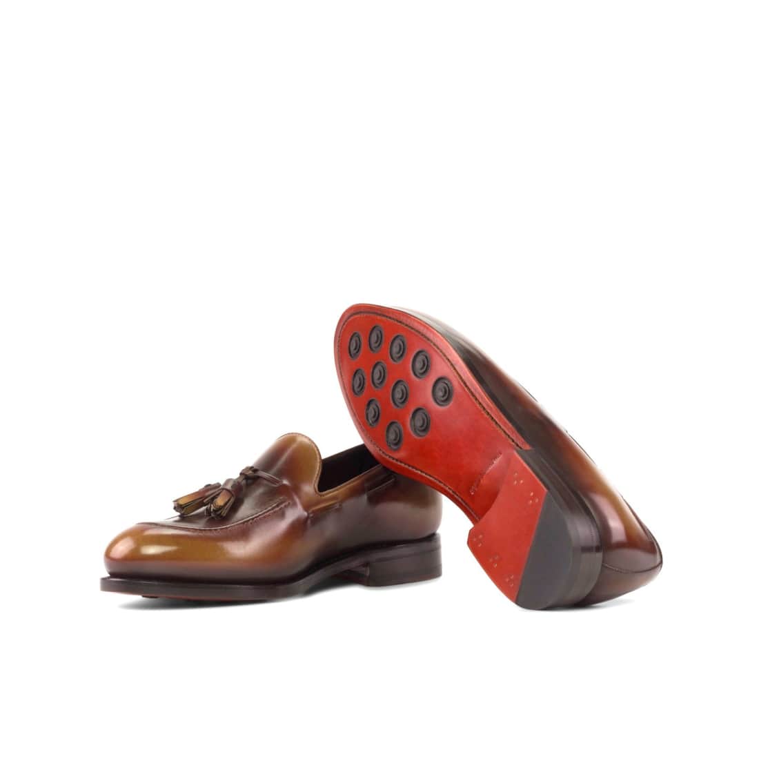 Mocassin à glands en cuir patiné marron clair – vue 2