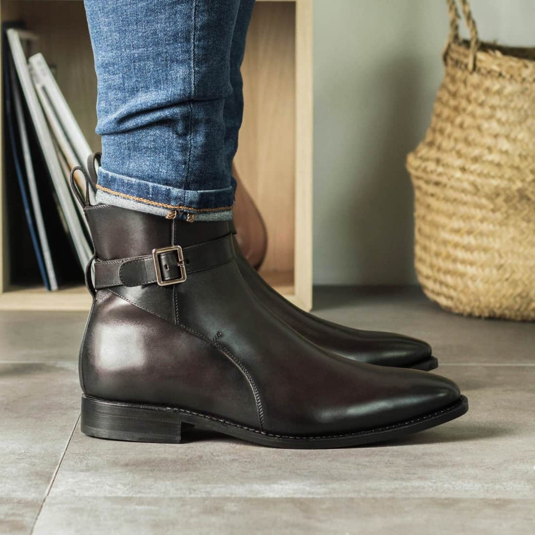 Bottines Jodhpur en cuir marron foncé - Chaussures