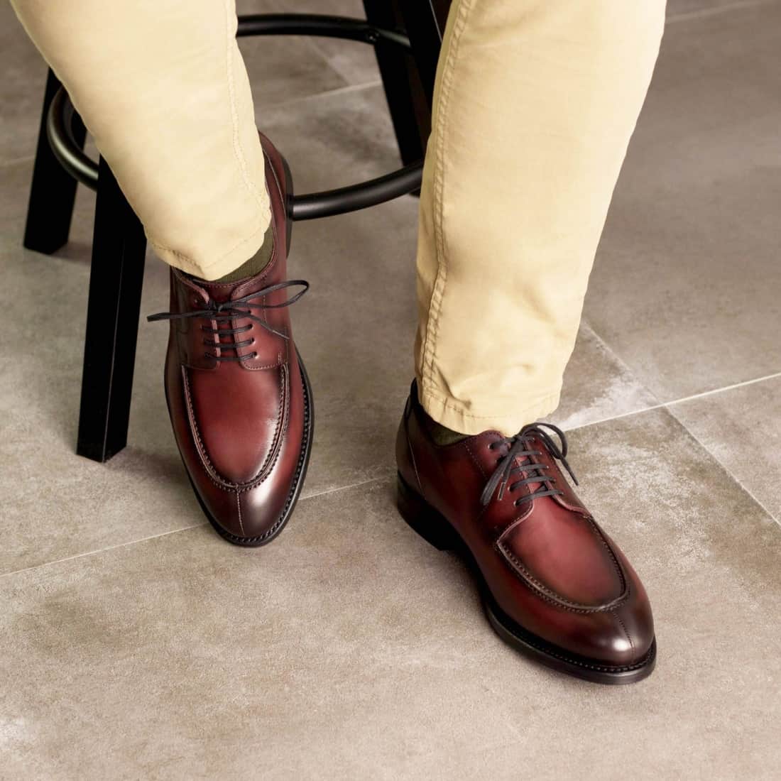 Derbie Chasse en cuir bordeaux - Chaussures