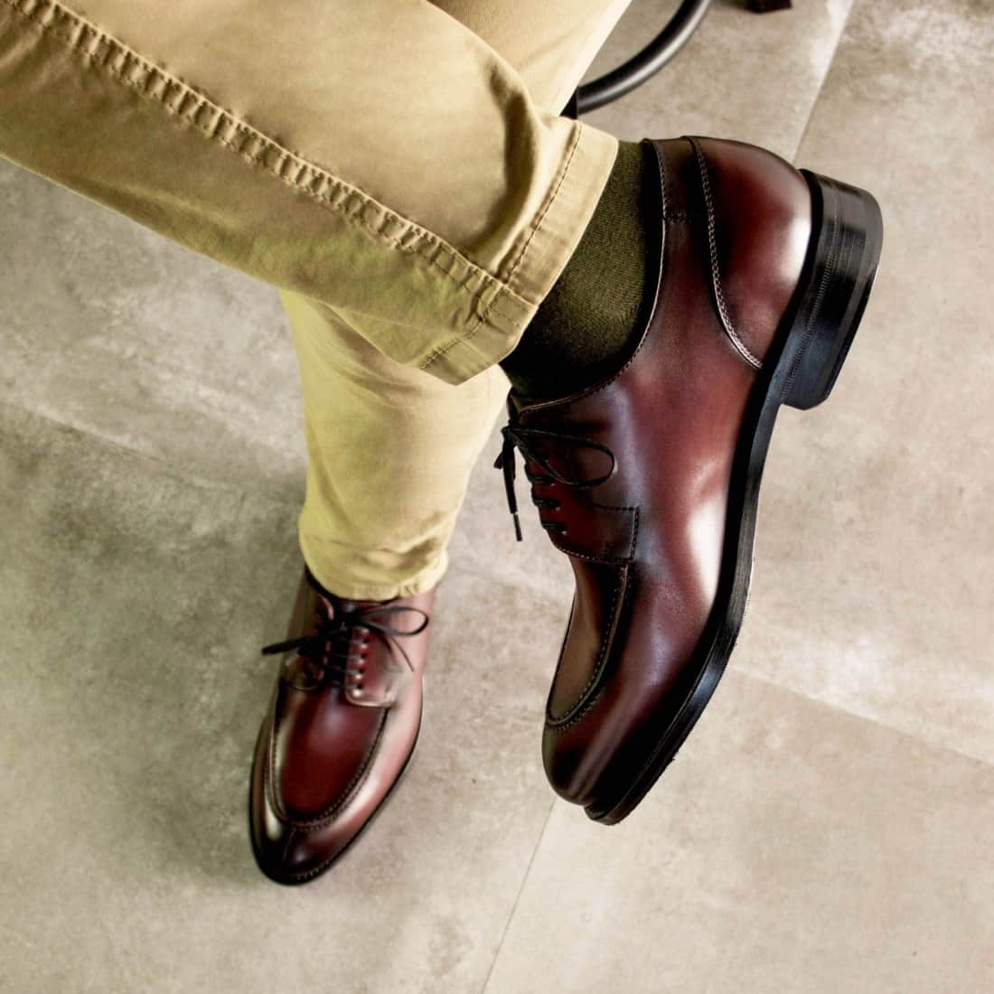 Derbie Chasse en cuir bordeaux - Chaussures