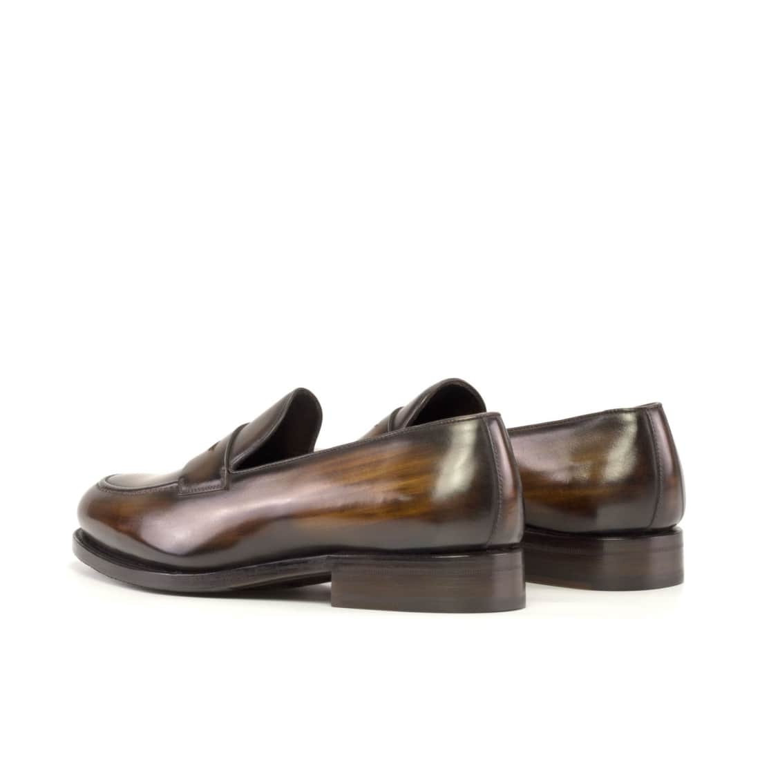 Mocassins Penny à bandeau en cuir patiné marron foncé – vue 3
