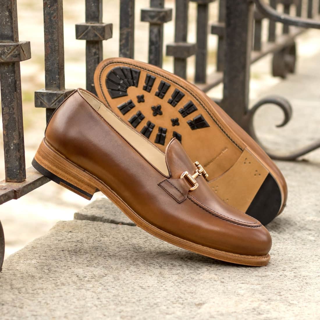 Mocassin à mors en cuir marron clair – vue 4