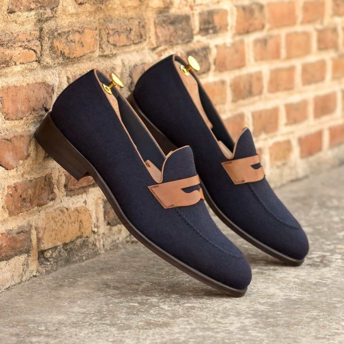 Mocassins Penny à bandeau en tissu bleu marine – vue 4