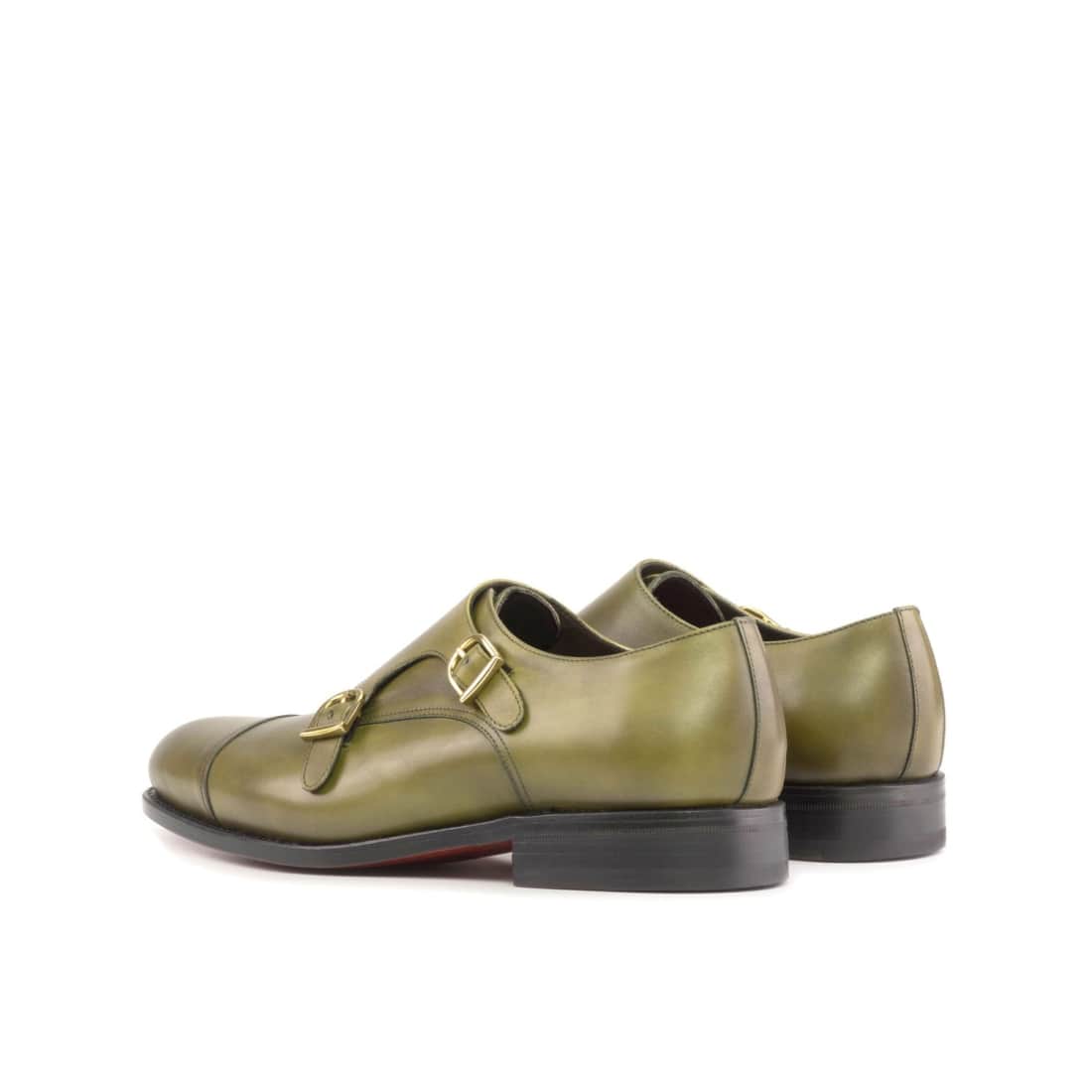 Chaussure double boucle en cuir vert olive - Chaussures