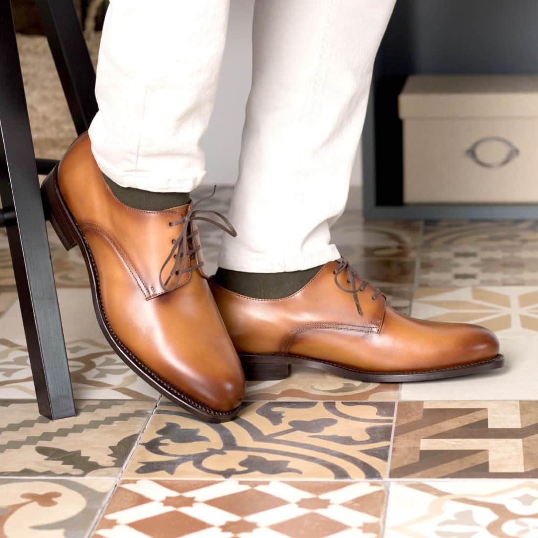 Derbie Blucher en cuir patiné gold - Chaussures