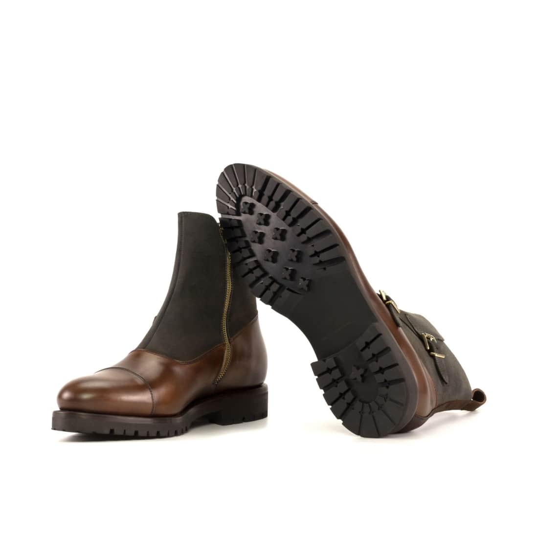 Bottines à Double Boucles en cuir et daim marron - Semelles Commando – vue 2
