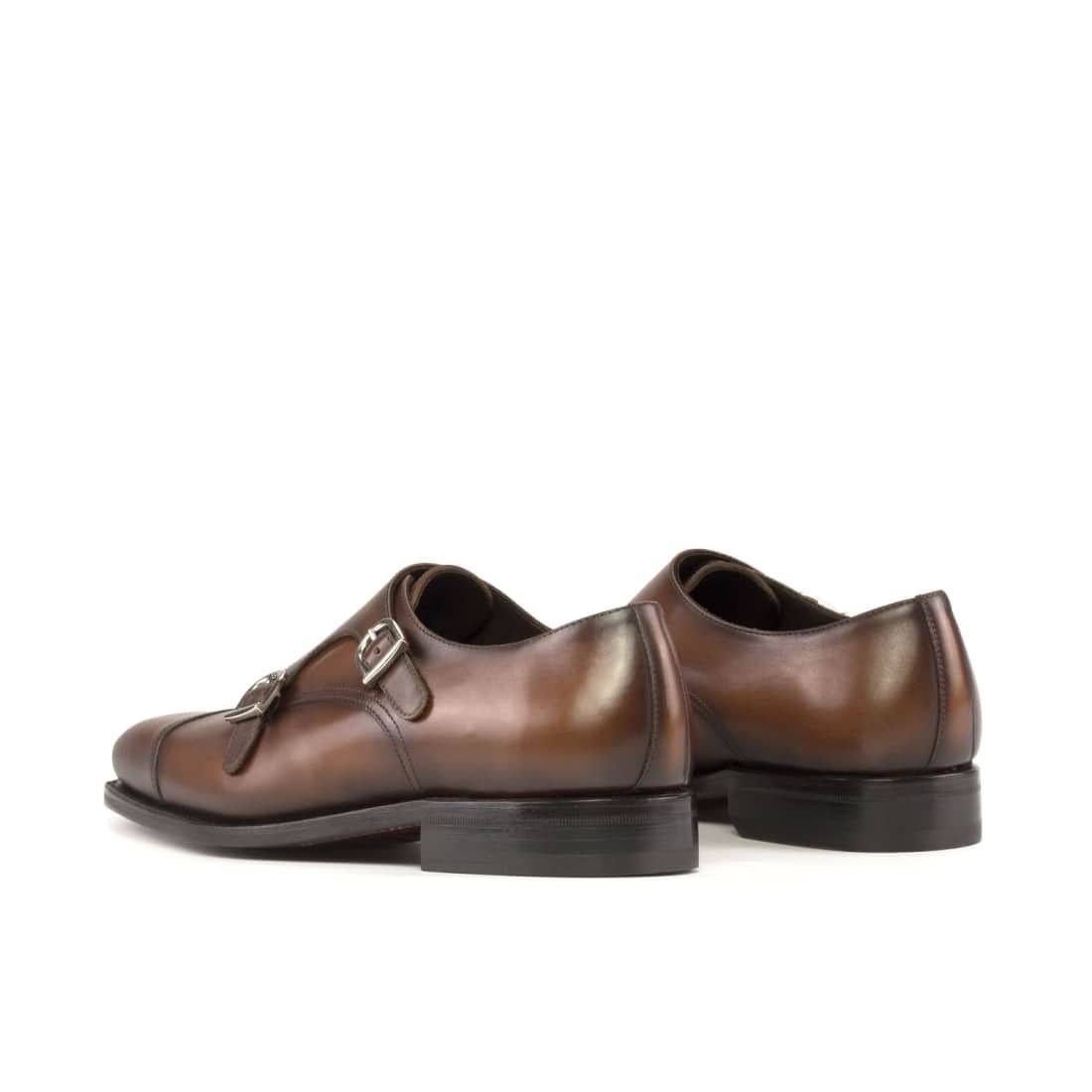 Chaussure double boucle en cuir marron moyen – vue 3