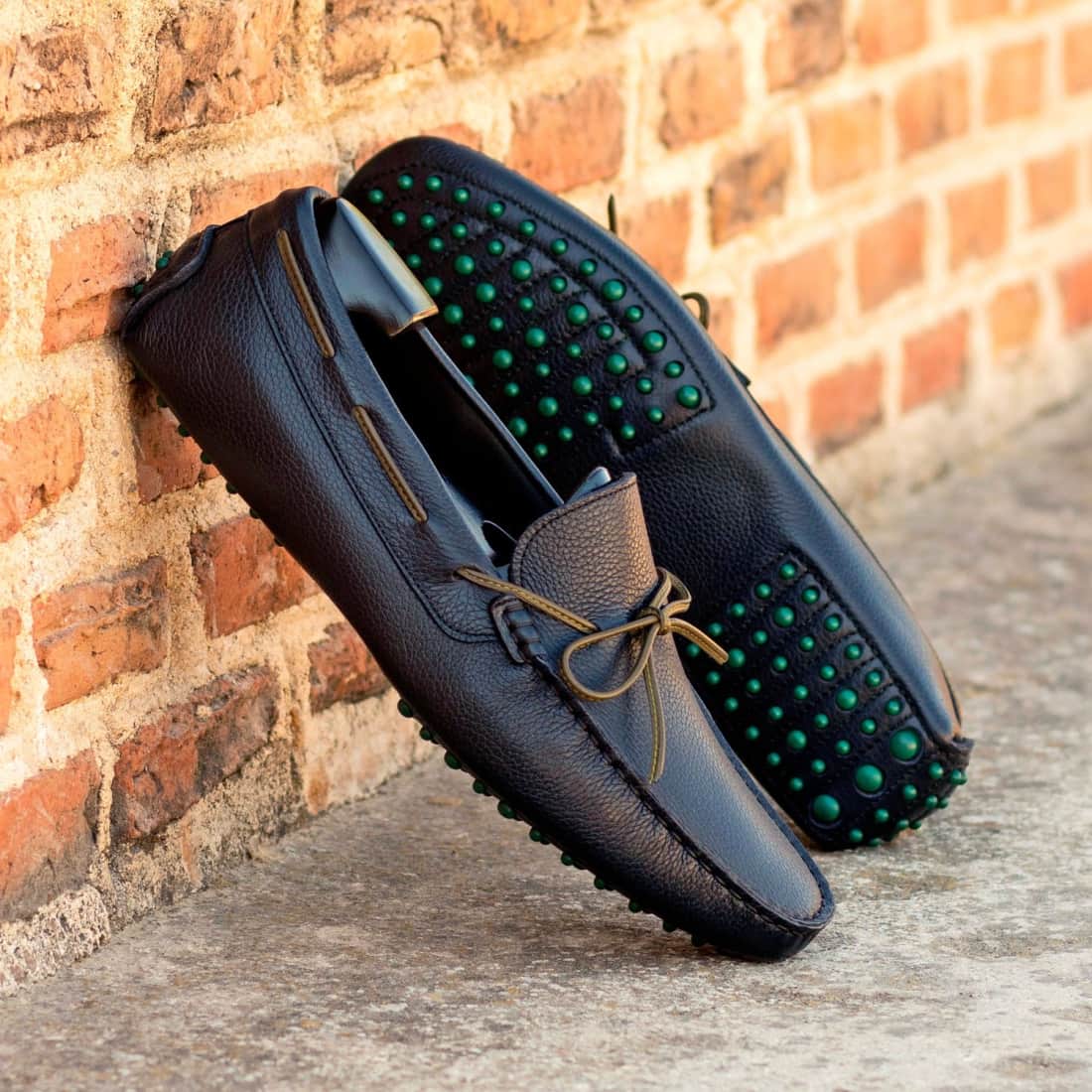 Mocassin Driver en cuir grainé bleu marine – vue 4