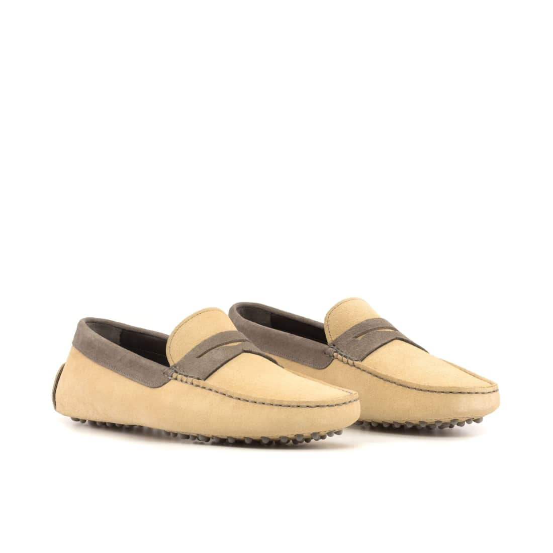 Mocassin Driver en daim beige et marron - Chaussures