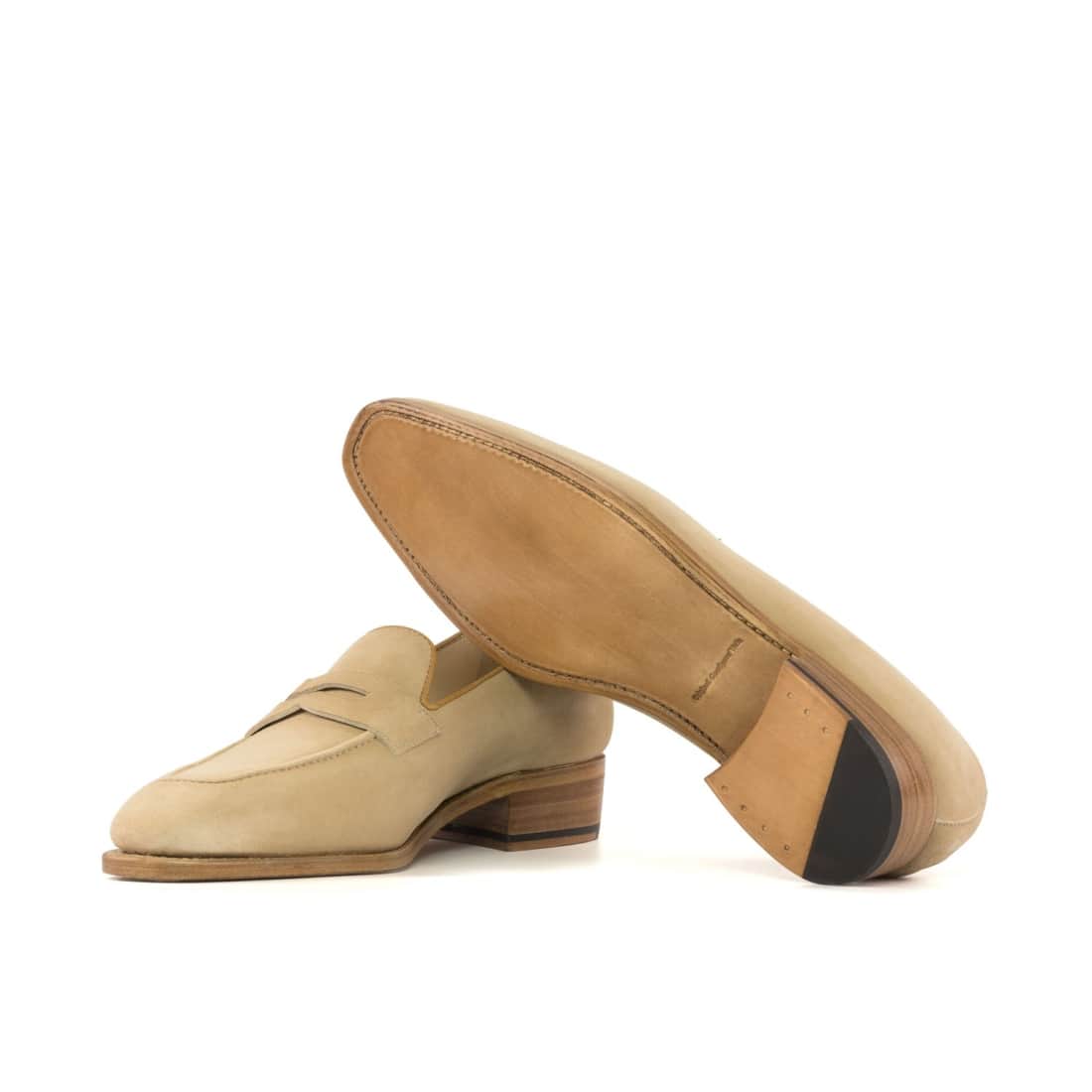 Mocassins Penny à bandeau en daim beige – vue 2