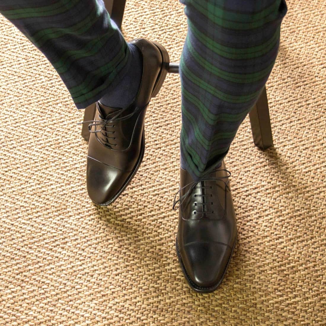Richelieu bout droit en cuir noir - Chaussures