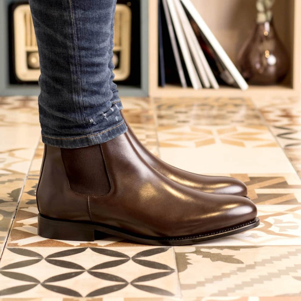 Cheslea Boots en cuir marron foncé – vue 5