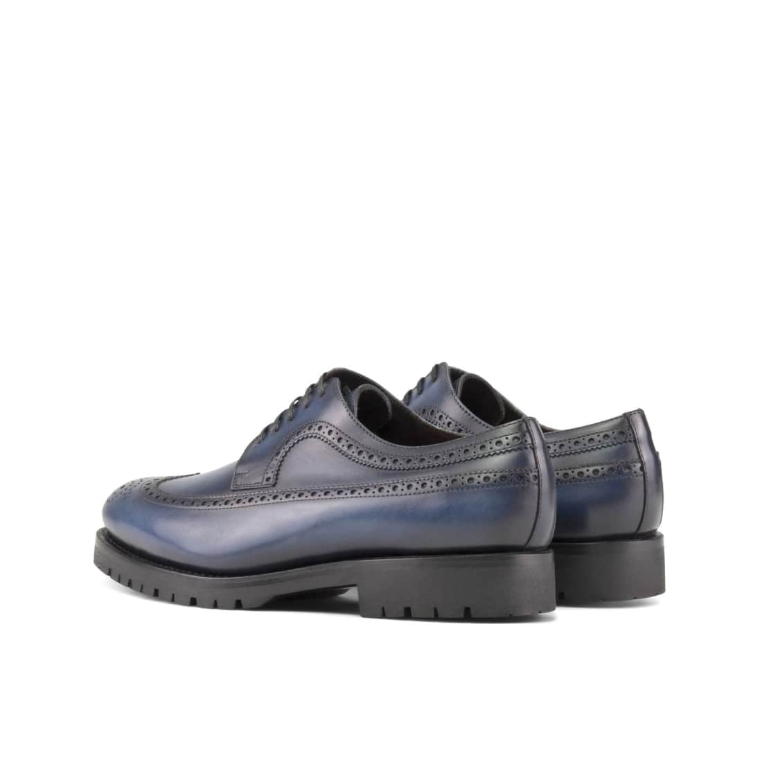 Derbie Brogue fleuri en cuir bleu marine - Semelles