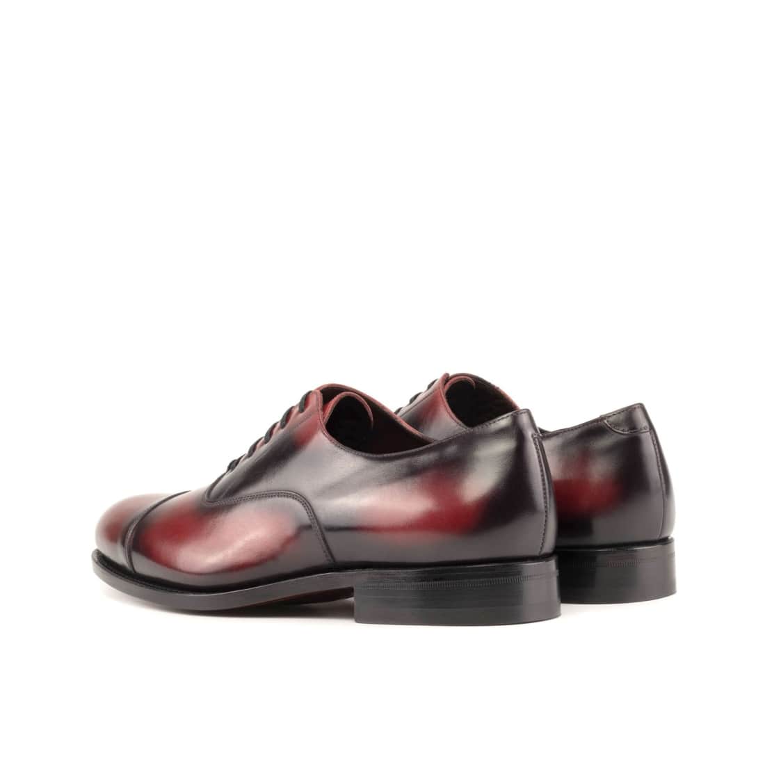 Richelieu bout droit en cuir patiné bordeaux - Chaussures