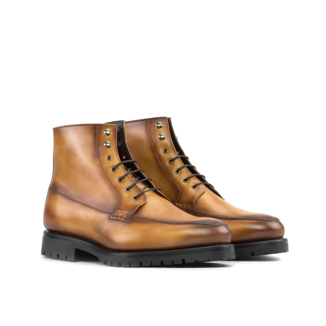 Bottines Derby Demi-Chasse en cuir marron clair - Semelles Commando