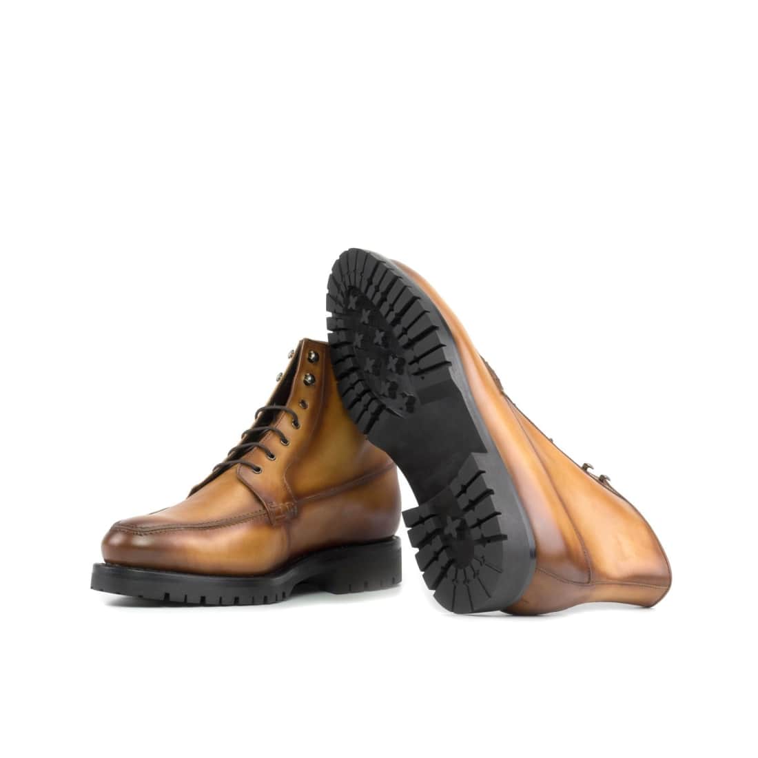 Bottines Derby Demi-Chasse en cuir marron clair - Semelles Commando – vue 2
