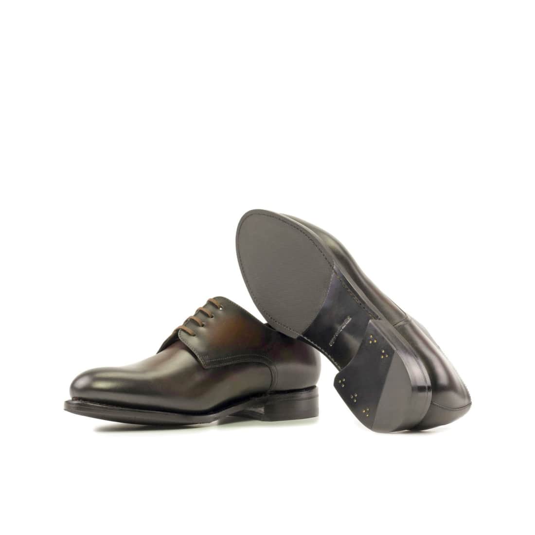 Derbie Blucher en cuir patiné marron foncé - Chaussures