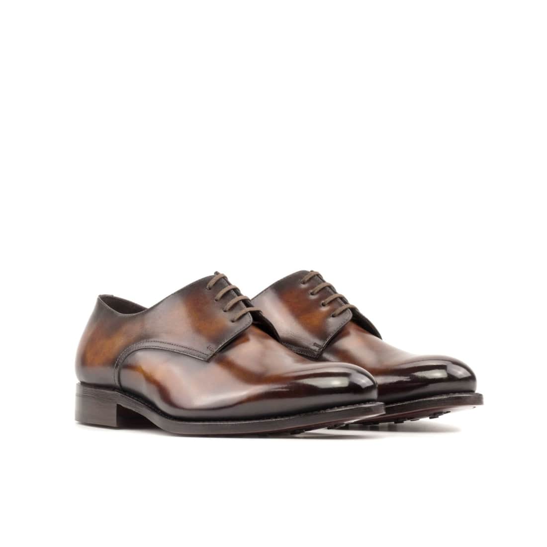 Derbie Blucher en cuir patiné cognac fire