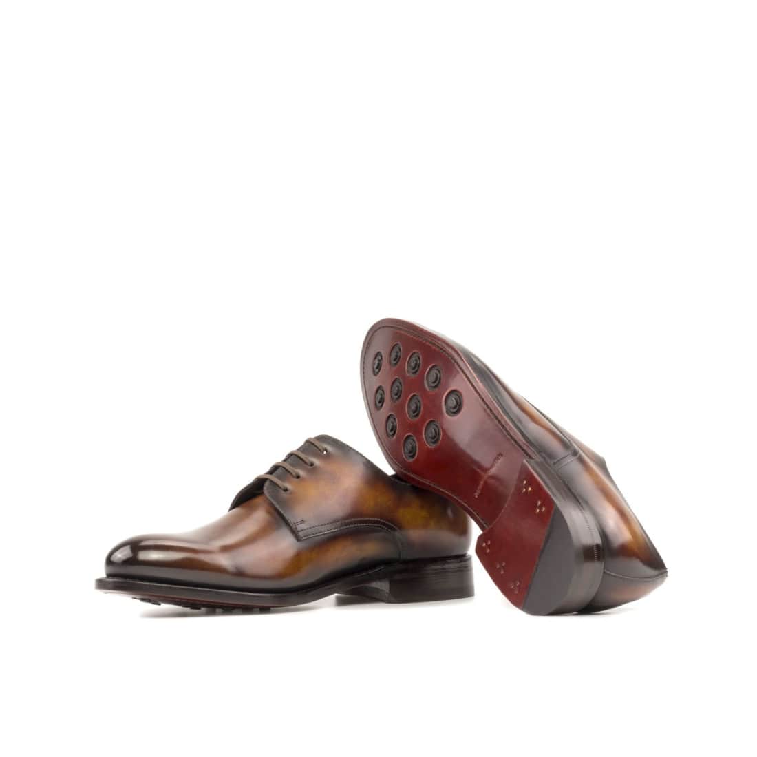 Derbie Blucher en cuir patiné cognac fire – vue 2