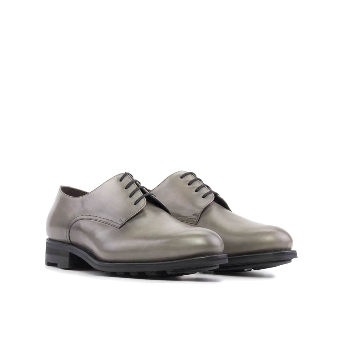 Derbie Blucher en cuir gris clair - Semelles Rocky Commando