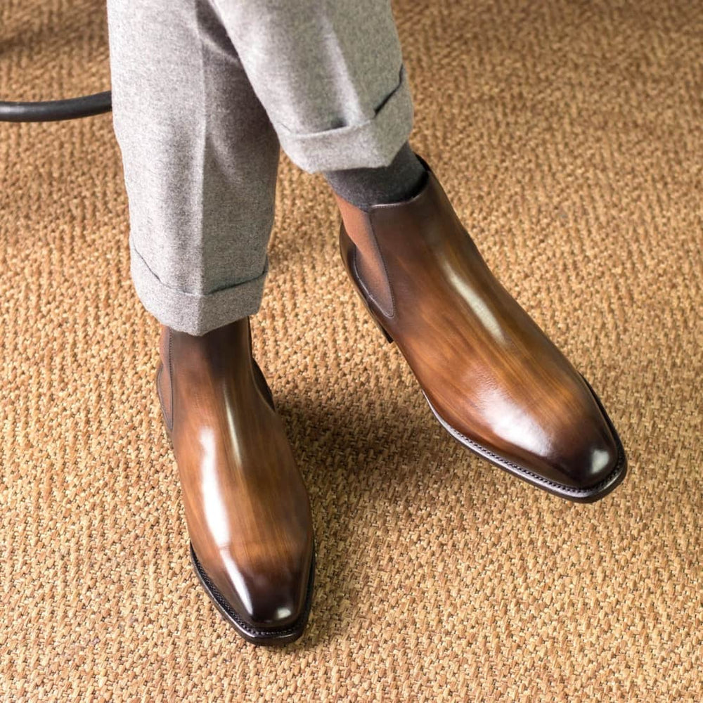 Cheslea Boots en cuir patiné marron – vue 3
