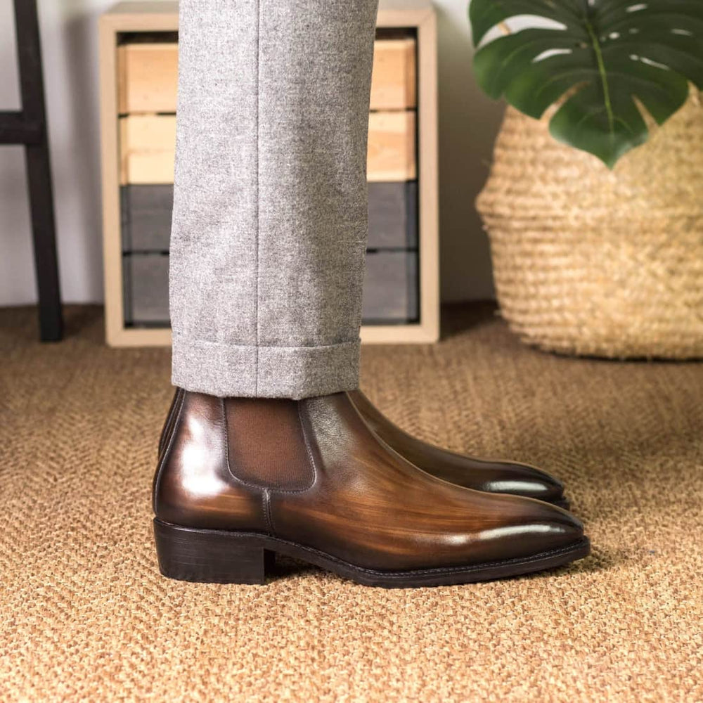 Cheslea Boots en cuir patiné marron – vue 4