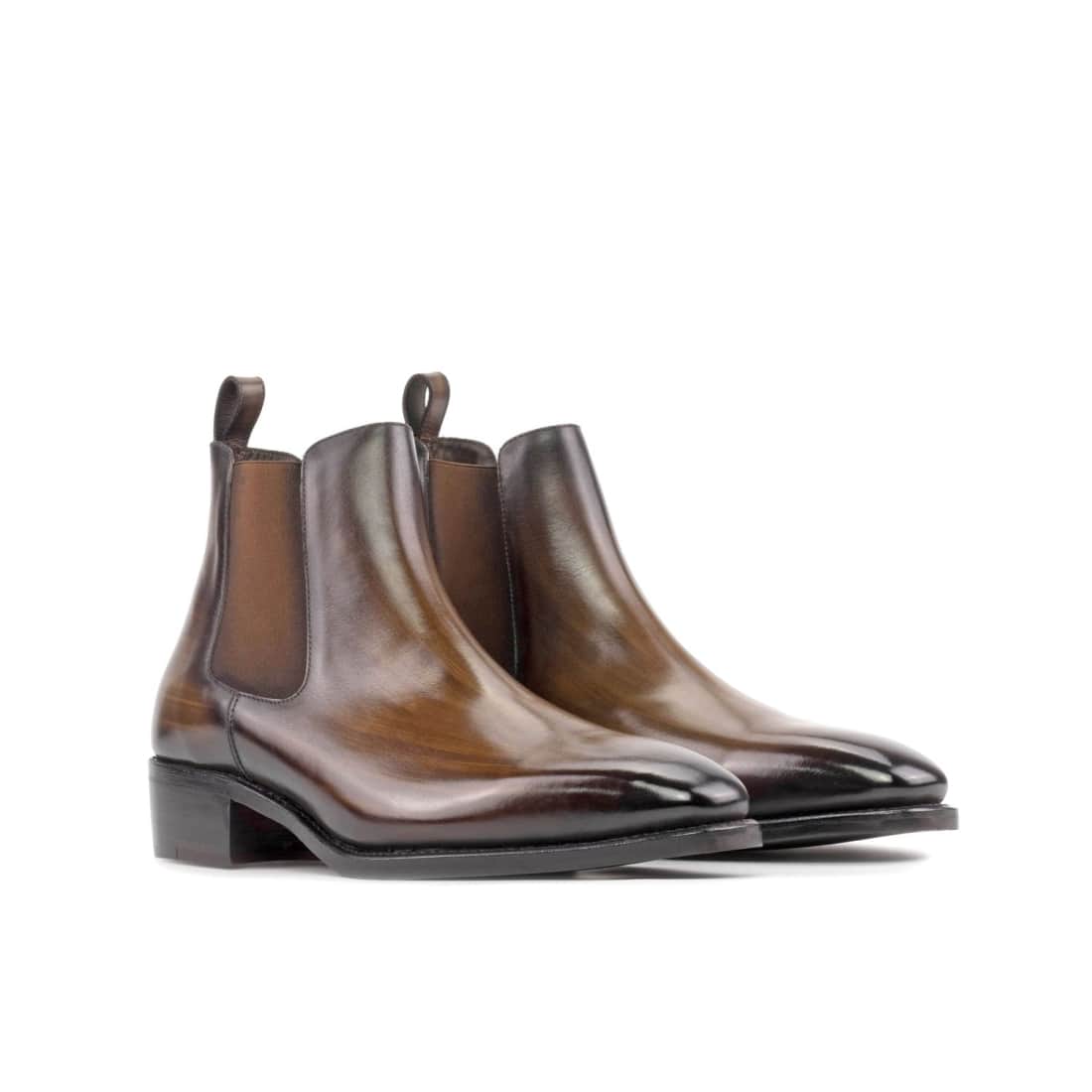 Cheslea Boots en cuir patiné marron