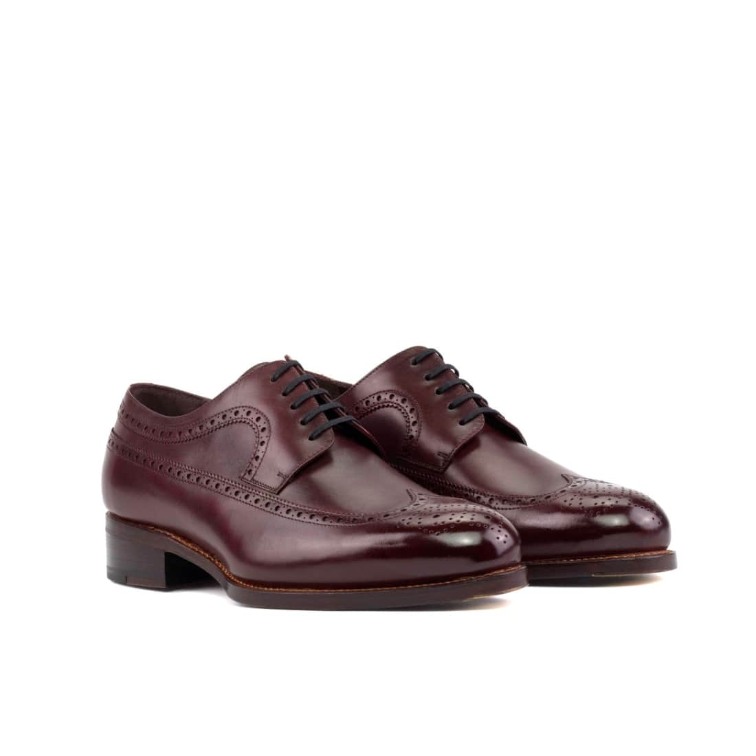 Derbie Brogue fleuri en cuir bordeaux - Chaussures