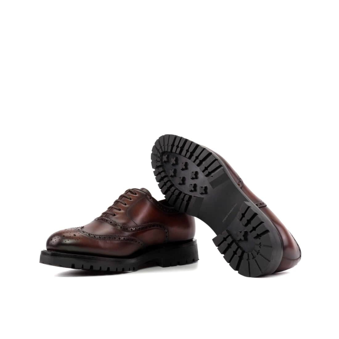 Richelieu fleuri en cuir marron moyen - Semelles Commando