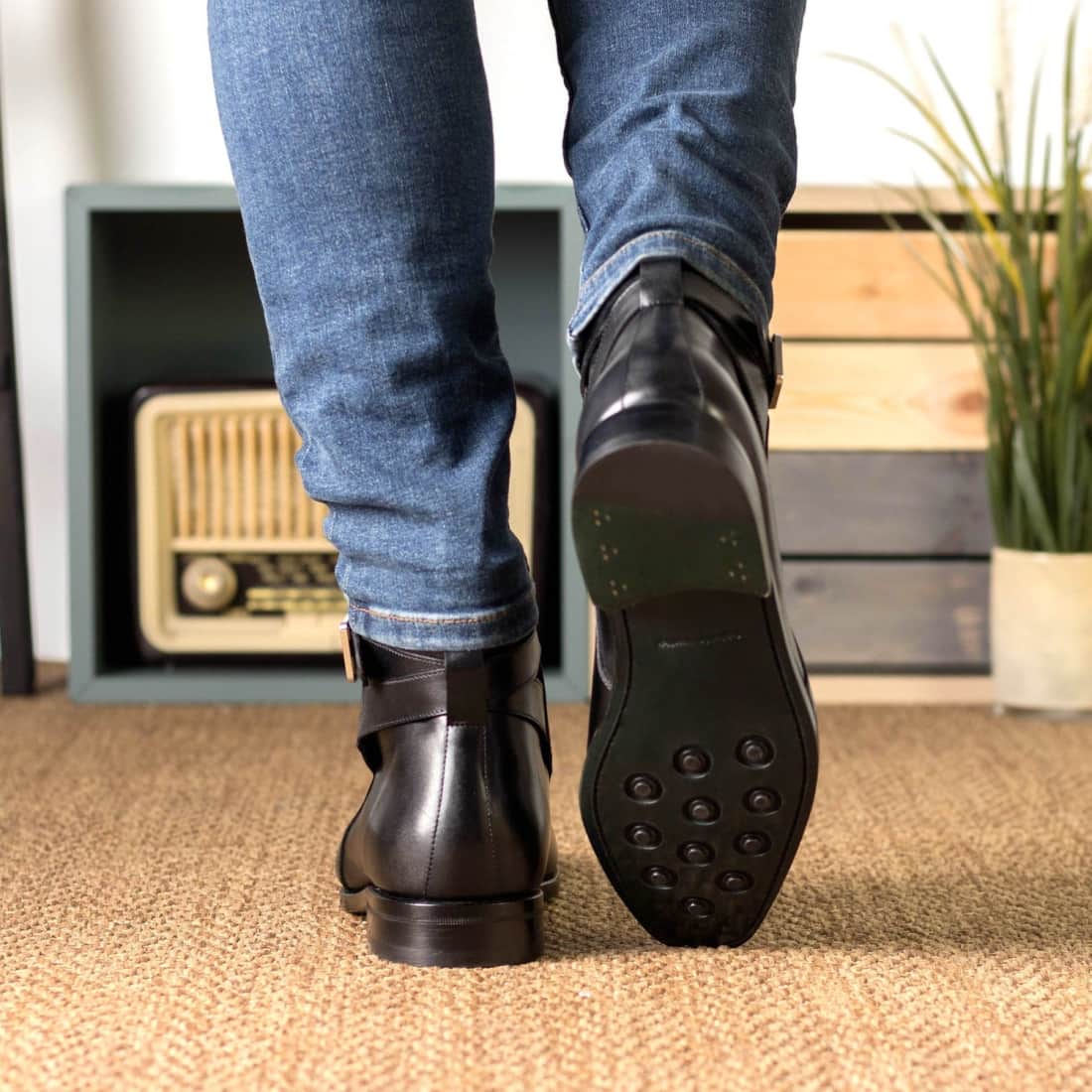 Bottines Jodhpur en cuir noir – vue 4