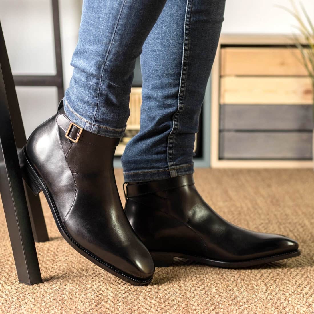Bottines Jodhpur en cuir noir – vue 6
