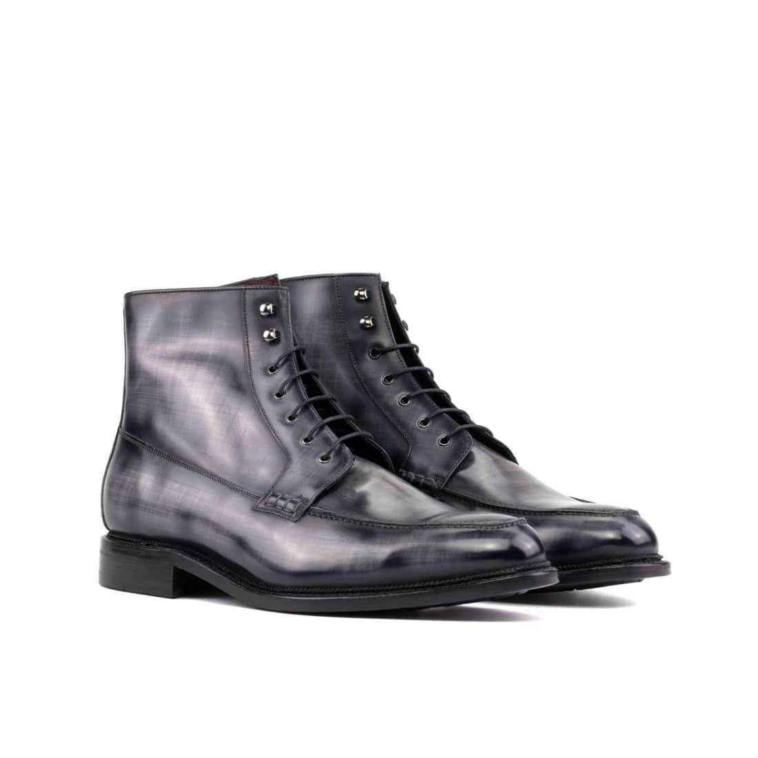 Bottines Derby Demi-Chasse en cuir patiné gris - Chaussures