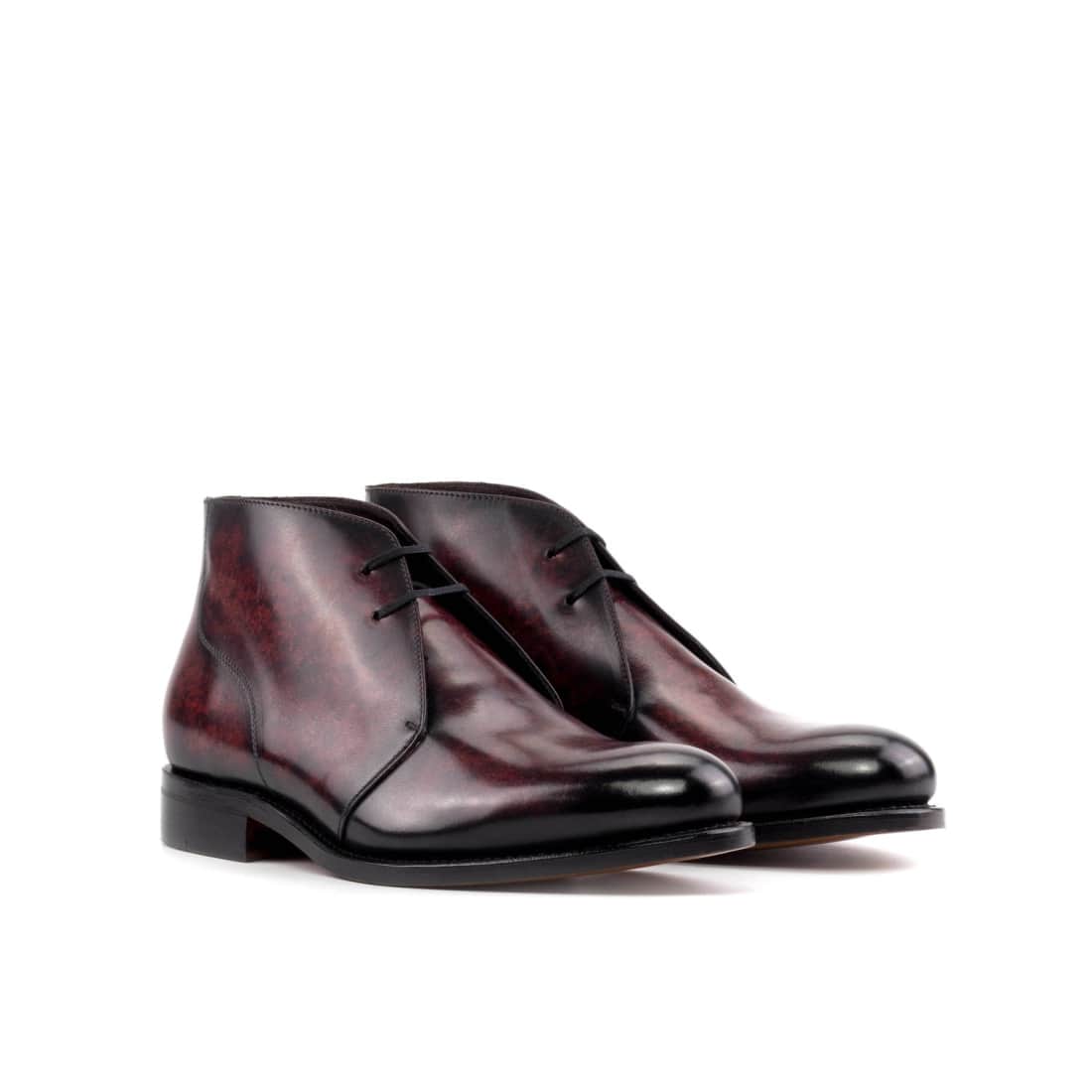 Chukka Boots en cuir patiné bordeaux