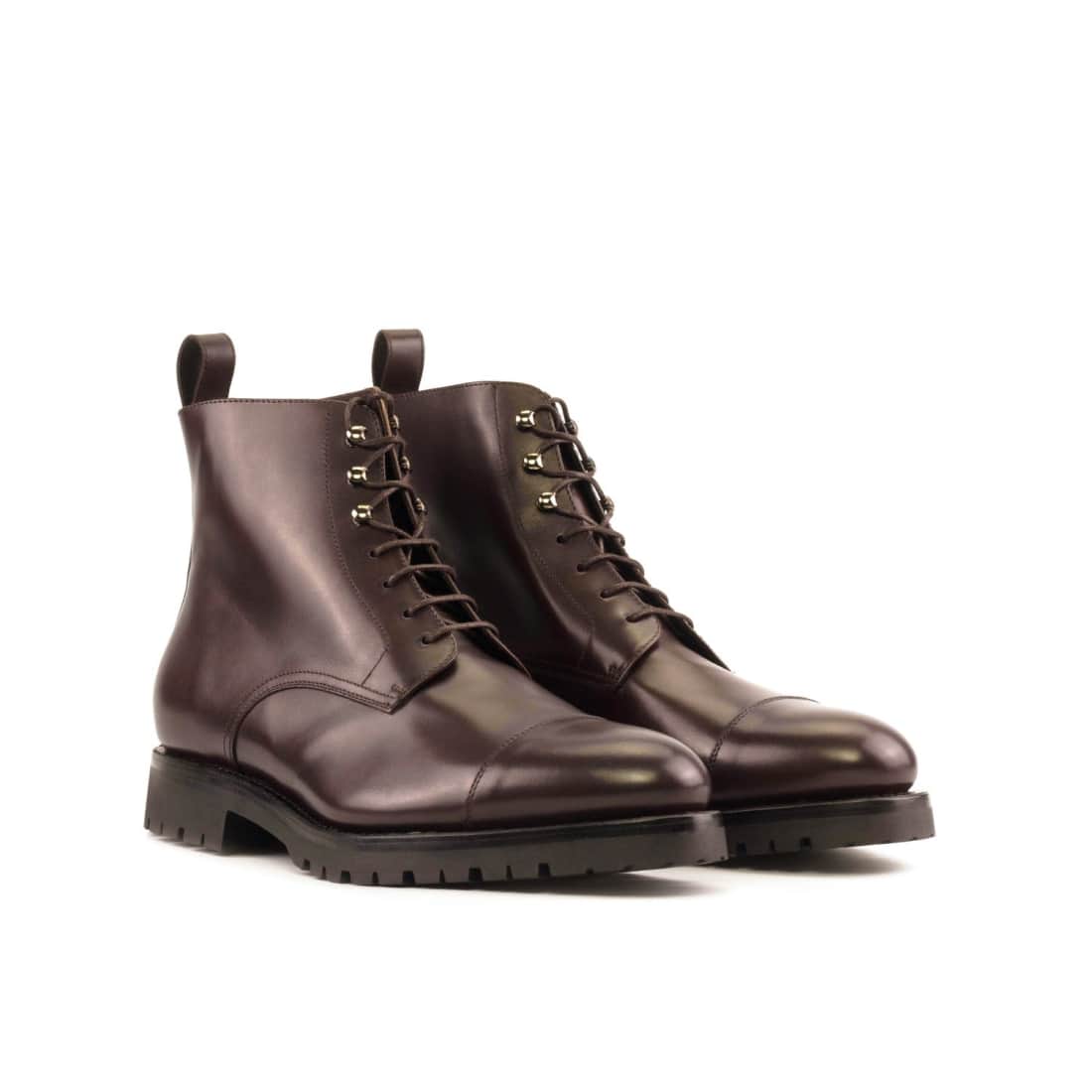 Bottines Bout Droit en cuir marron foncé - Semelles commando