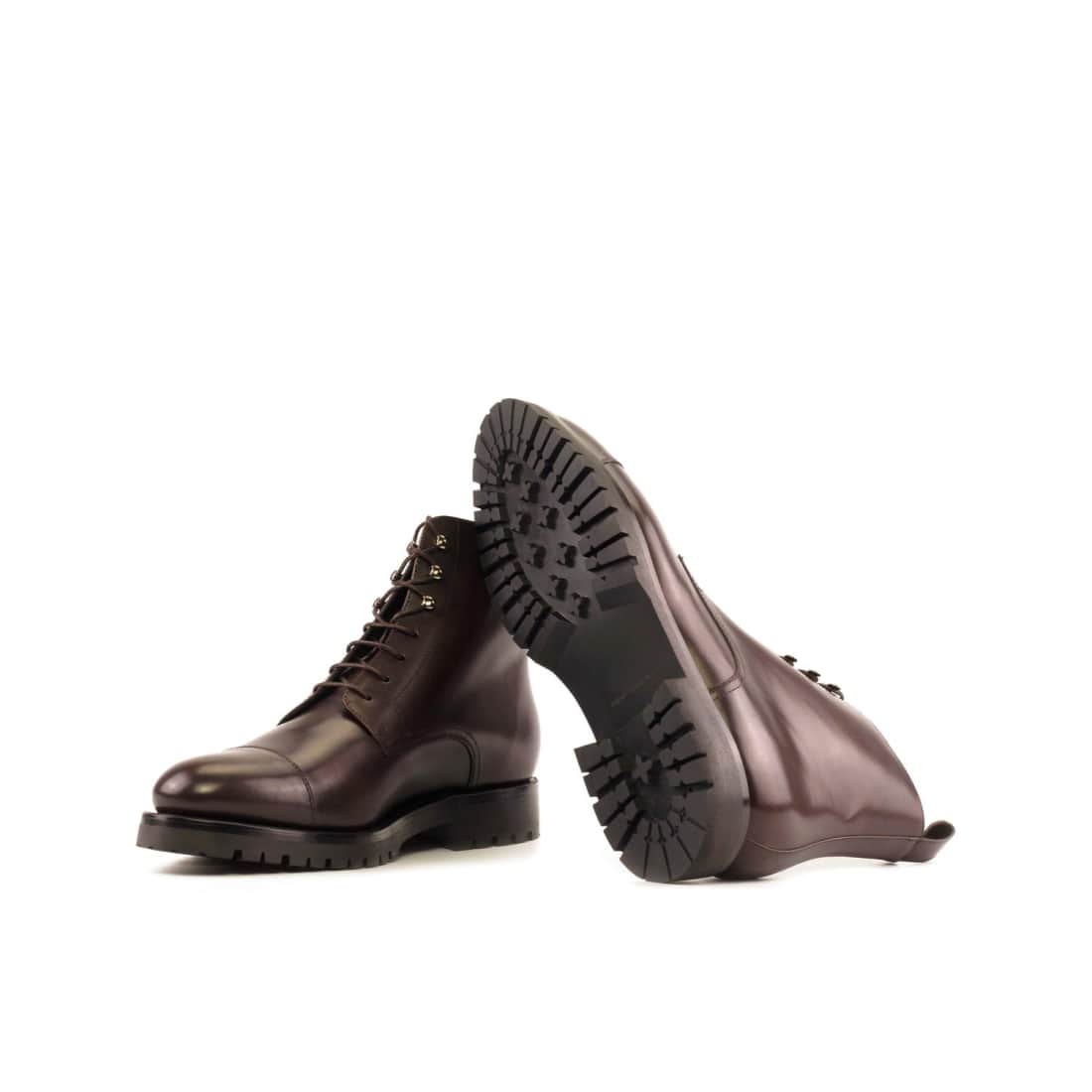 Bottines Bout Droit en cuir marron foncé - Semelles commando – vue 2