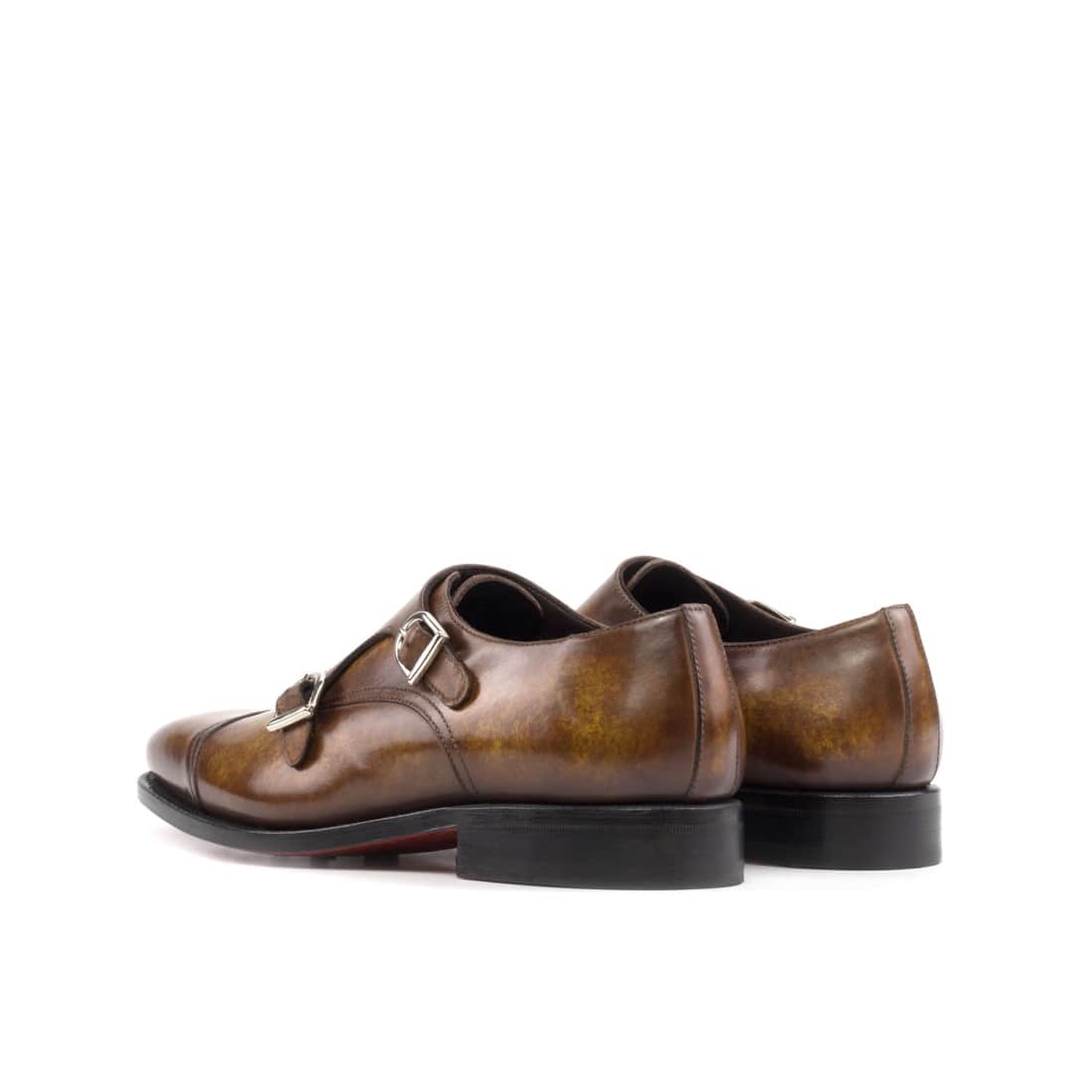 Chaussure double boucle en cuir patiné cognac - Chaussures