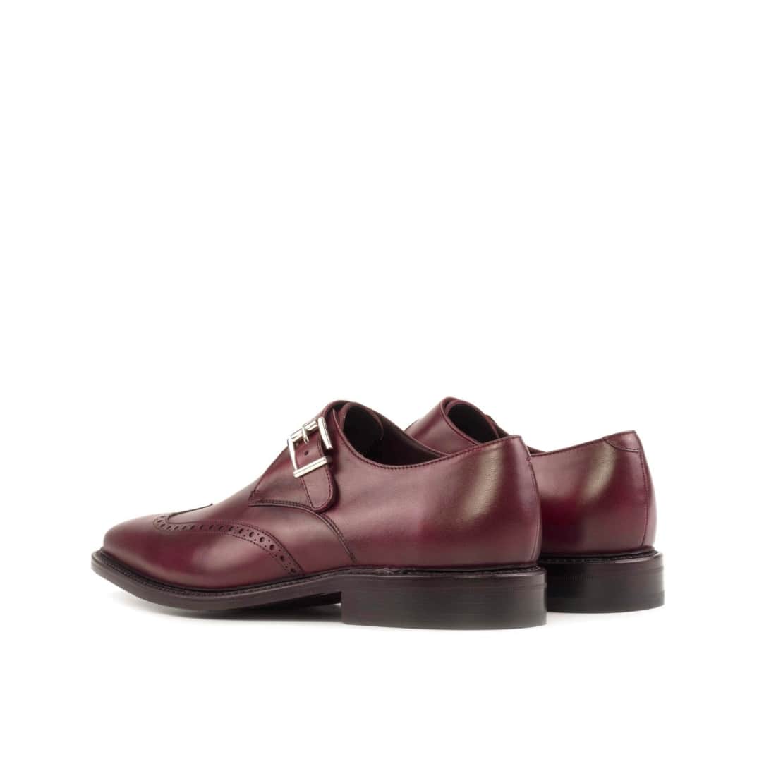 Chaussure à boucle bout fleuri en cuir bordeaux – vue 3