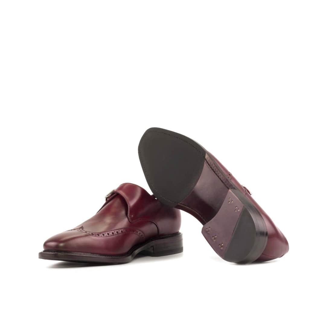 Chaussure à boucle bout fleuri en cuir bordeaux – vue 2
