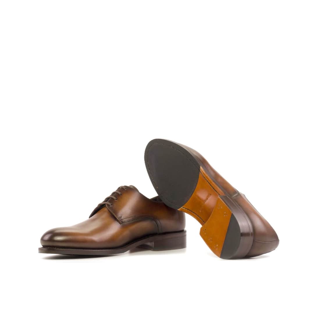 Derbie Blucher en cuir cognac patiné - Chaussures