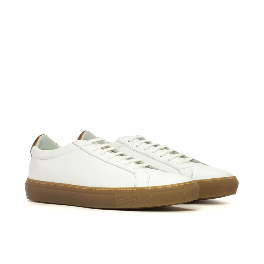 Sneakers Jersey en cuir blanc - Semelles Caramel