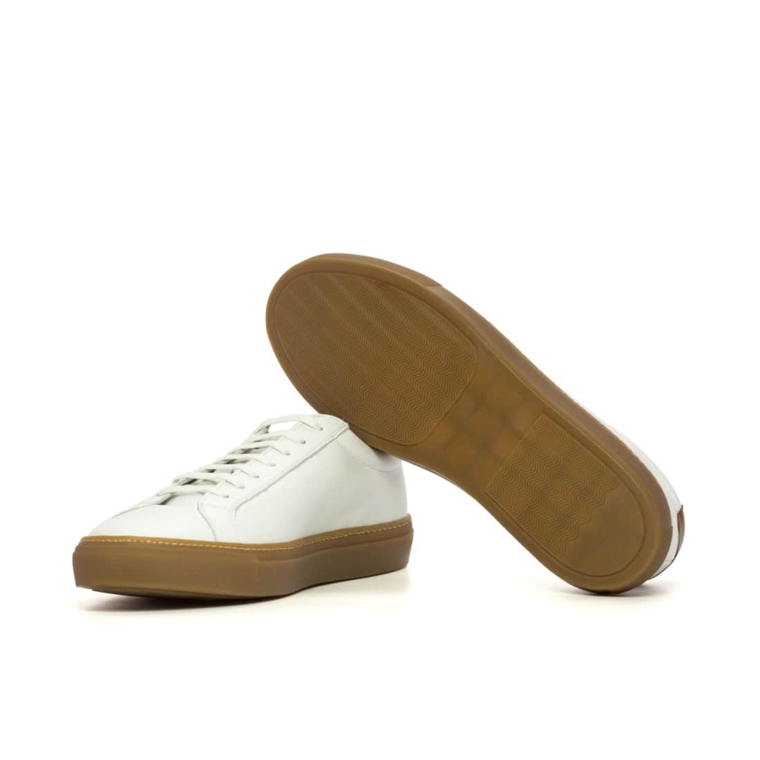 Sneakers Jersey en cuir blanc - Semelles Caramel